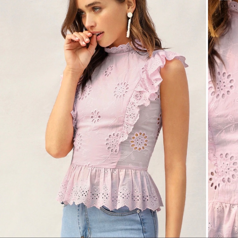 NWOT Shein Pink Eyelet Top